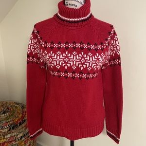 Vintage Y2K Fair Isle Red Turtleneck Sweater SZ S St. John’s Bay